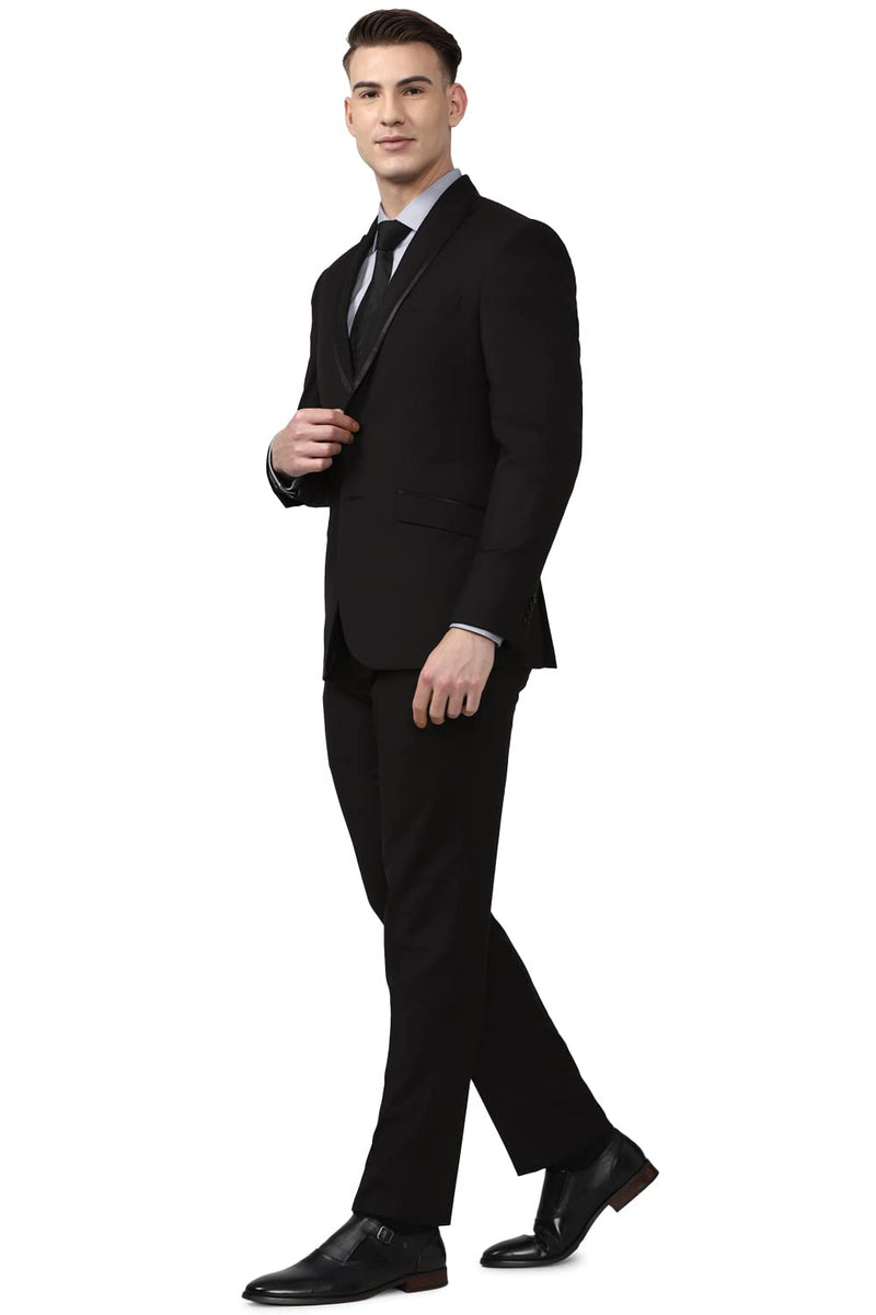 Peter England Men's Polyester Blend Two Piece Suit (PISUSNSF331973_Black