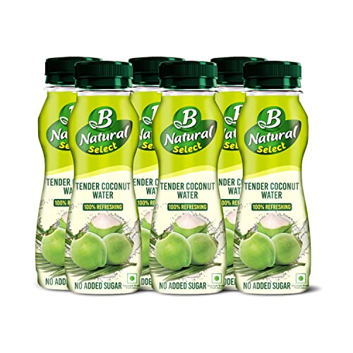 B Natural Select Tender Coconut Water, 200mlx6, No Added Sugar, 100% Refreshing, Nariyal Pani Drink, No Artificial Flavour, Helps in Hydration