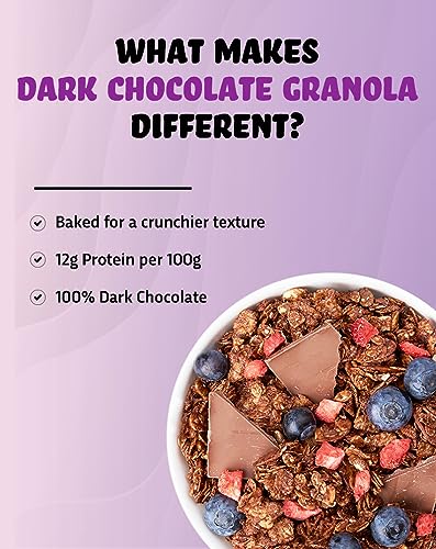 True Elements Baked Granola Almonds And Dark Chocolate 400gm - With Berries, Nuts and Seeds | Granola for Breakfast | 100% Natural