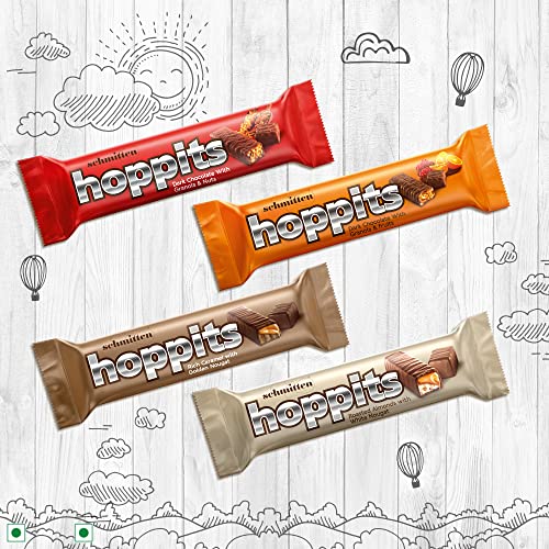 Schmitten Hoppits Granola and Nuts Filled Real Dark Chocolate Bar, 40g (Pack of 4)