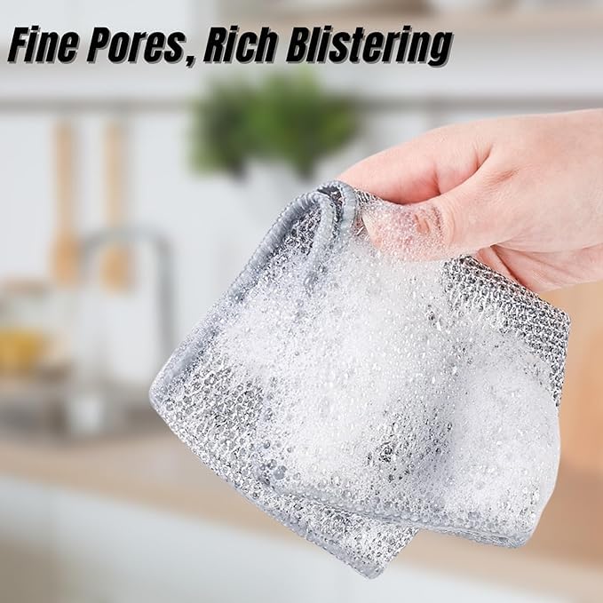 Shop Home Essentials Double-Sided Multipurpose Microfiber Cloths, Stainless Steel Scrubber, Non-Scratch Wire Dishcloth, Durable Kitchen Scrub Cloth (Pack of 5)