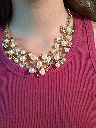 YouBella Jewellery Sets for Women Pearl Studded Necklace Jewellery set with Earrings For Girls/Women (Gold)