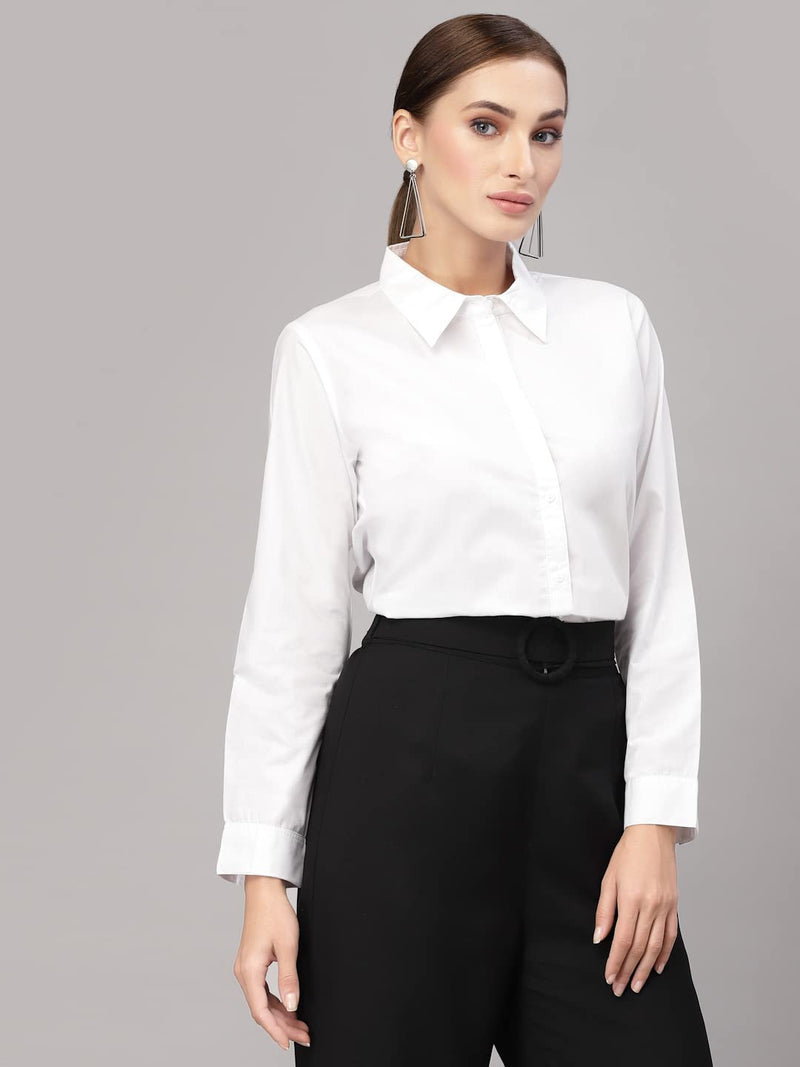 Style Quotient Women Solid Polycotton Regular Formal Shirt