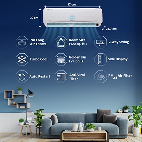 Lloyd 1.0 Ton 2 Star Fixed Speed Split AC (Copper, Anti-Viral + PM 2.5 Filter, 2023 Model, White, GLS12C2XWASD)