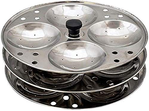 3 Plates Stainless Steel Heavy Quality Idli Stand | Idli Maker Makes 12 Large Size Idlis at Once| Holes for Pressure Cooker, Edly Stand for Home and Kitchen - idlyJ37O