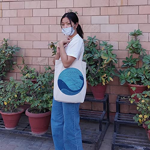 Ecoright Aesthetic Canvas Tote Bag for Women Large Zipper Bags with Pocket,  School, Work, Beach, Yoga, Gifts, Womens Tote Bag