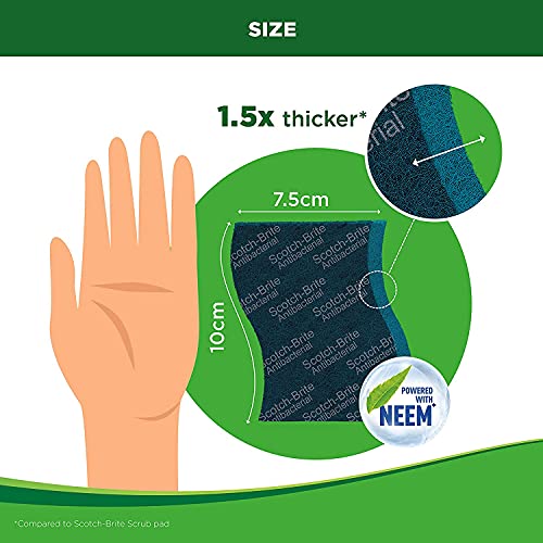 Scotch-Brite Anti- Bacterial Scrub Pad, Neem Fragrance (Super Saver Pack of 5)