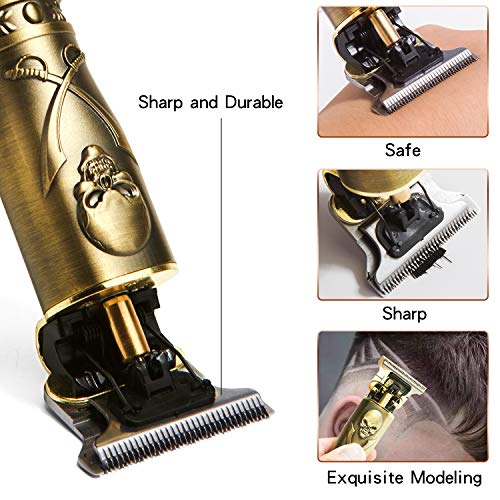 Xnuoyo Electric Grooming Hair Clipper USB Rechargeable Cordless Close Cutting T-Blade Trimmer (Skull)