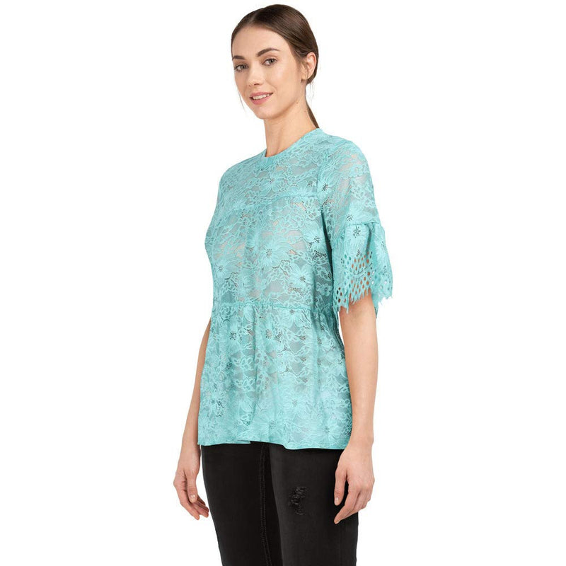 VERO MODA Womens Round Neck Lace Top (Twilight_X-Small)