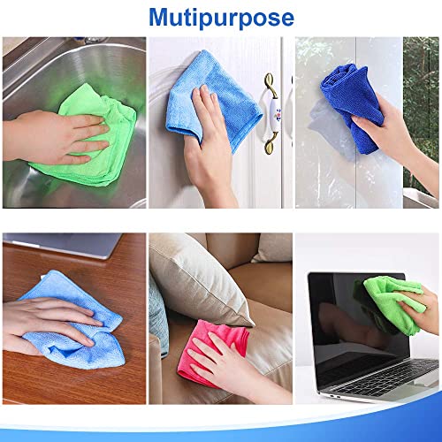 ovwo 12Pcs Premium Microfiber Cleaning Cloths - Highly Absorbent, Lint Free, Streak Free, Micro Fiber Cleaning Towels, Dish Cloth, Wash Clothes, Size: 12" X 12" Especially for Kitchen, Home