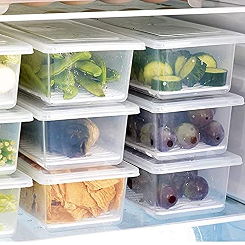 JASIFS Fridge Storage Box Fridge organizer Food Storage Container, Stackable Plastic Fish, Meat, Vegetables & Fruits Freezer Storage Container for Kitchen (6)