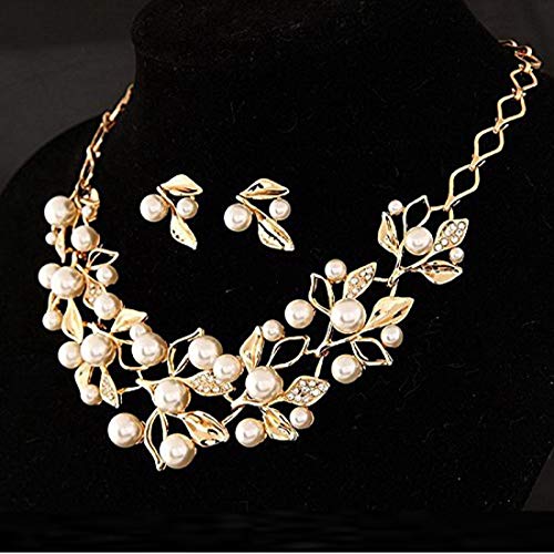 YouBella Jewellery Sets for Women Pearl Studded Necklace Jewellery set with Earrings For Girls/Women (Gold)