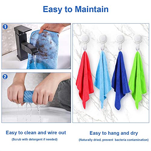 ovwo 12Pcs Premium Microfiber Cleaning Cloths - Highly Absorbent, Lint Free, Streak Free, Micro Fiber Cleaning Towels, Dish Cloth, Wash Clothes, Size: 12" X 12" Especially for Kitchen, Home