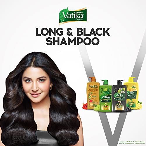 Dabur Vatika Long & Black Shampoo - 1L | With Amla & Bhringhraj | For Shiny, Long & Black Hair | No Added Parabens | Provides Gentle Cleansing, Conditioning and Nourishment to Hair