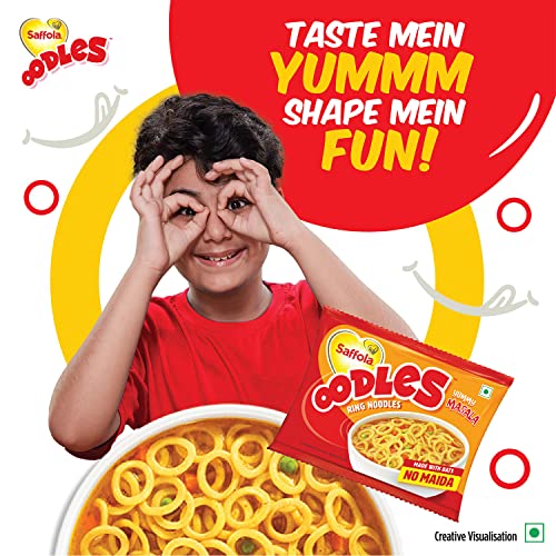 Saffola Oodles, No Maida Oats Noodles, Instant Noodles Packets, Healthy Noodles Masala, Ring Noodles, 212 grams (4 Serves)