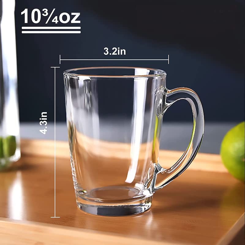 Golden bird Crystal Clear Toughened Glass Coffee Mug With Convenient Solid Handle Mug Set For Tea, Coffee, Beer, Hot/Cold Drinks, Espresso, Cappuccino (6), 215 milliliter