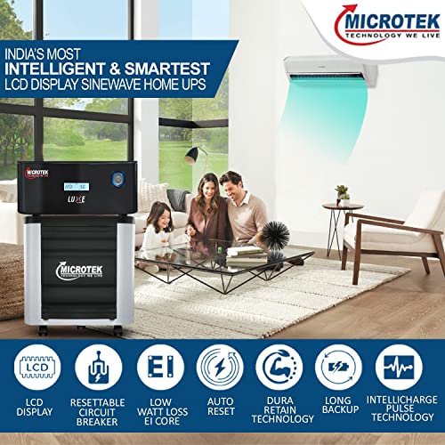 Microtek Luxe 1400 Pure Sine Wave 1100VA/12V Inverter, Support 1 Battery with 2 Year Warranty for Home, Office & Shops