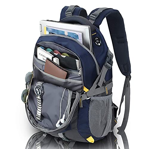 Wesley Spartan Unisex Travel Hiking Laptop Bag fits Upto 17.3 inch with Raincover and Internal Organiser Backpack Rucksack College Bag (Navy blue)