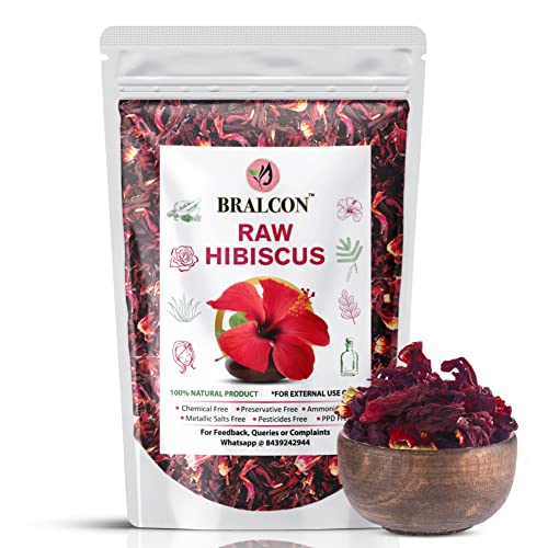 BRALCON Organic Raw Hibiscus -100g |Dry Hibiscus Flower |Rosa-Sinensis for Hair Care & FacePack |Gudhal Ka Phool for Hair growth, Skin Care|Pure raw form