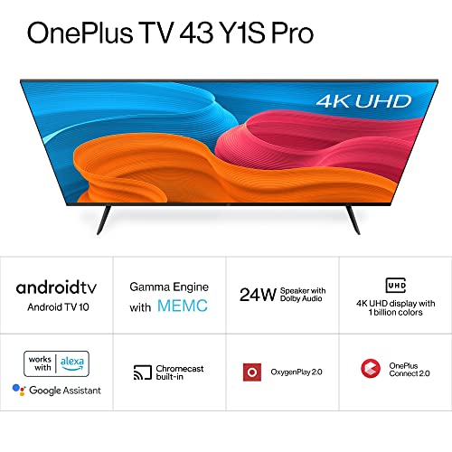 OnePlus 108 cm (43 inches) Y Series 4K Ultra HD Smart Android LED TV 43Y1S Pro (Black)