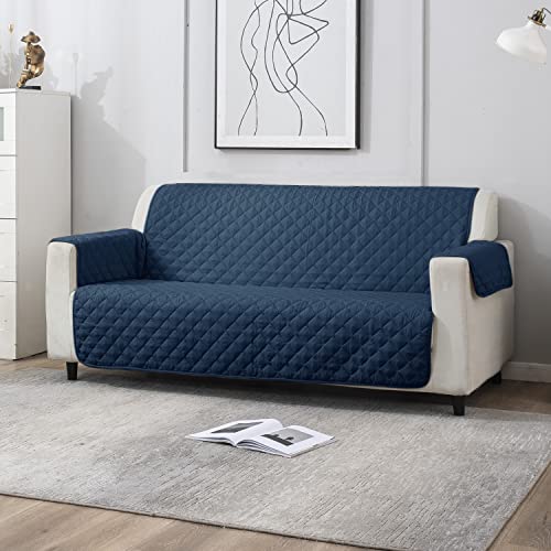 HOKIPO 3 Seater Quilted Polyester Sofa Cover Mat, 170x184 cm, Navy Blue (AR-4665-M4)