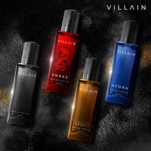 Villain Rebel Luxury Perfume Gift Set for Men 4x20 ml with Woody, Oud, Musk, Aqua Perfume | Luxury Long Lasting Fragrance | Men Fragrance Set | Perfume Combo Set For Men|EDP Perfume Combo