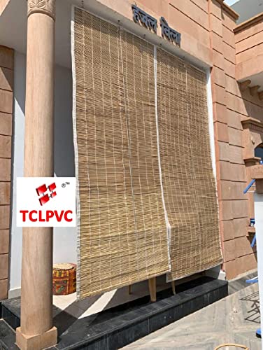 TCLPVC Eco 6/5 ft Bamboo Chick Blind 72x60inch Window Curtains Natural Outdoor Pro Heavy Duty Per 1 pc