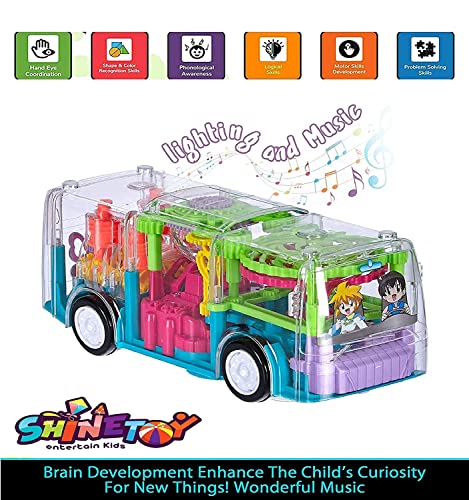 India Toy Concept Transparent Car Toy with Colorful Light and Charming Music Car with Colorful Moving Gears, Music Toy for Boys Girls Kids, Great Birthday Gift (Concept Bus)