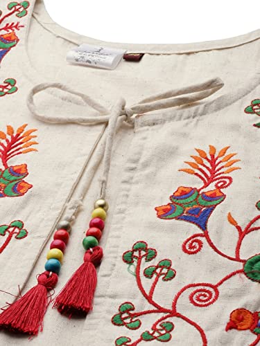 Aarika Womens Cream Color Cotton Ethnic Jacket (JK-W-AK-508-CREAM-38)