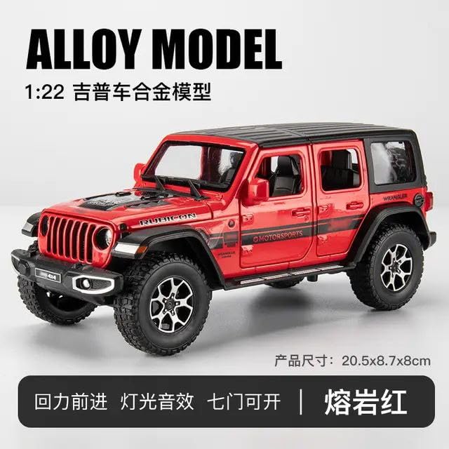 FEXXA 1:32 Scale Wrangler Rubicon Jeep Exclusive Alloy Metal Pull Back Die-cast Car Model with Sound Light Mini Auto Toy for Kids Metal Model Toy Car with Sound and Light?New Version? (Multicolor)