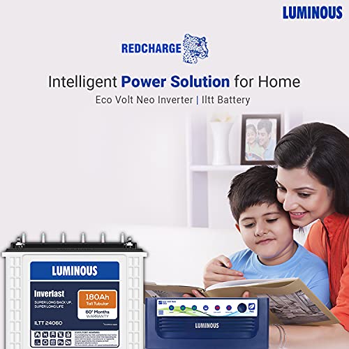 Luminous Inverter & Battery Combo for Home, Office & Shops ( Eco Volt Neo 1050 Sine Wave Inverter, Inverlast ILTT 24060 180 Ah Tall Tubular Battery)