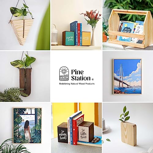 PineStation Wooden Bookends - So Many Books So Little Time for Book Shelf, Book Rack, Table, Room and Home Decor - Gift for Book Readers
