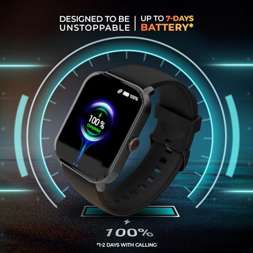 beatXP Marv Neo 1.85” (4.6 cm) Display, Bluetooth Calling Smart Watch, Smart AI Voice Assistant, 100+ Sports Modes, Heart & SpO2 Monitoring, IP68, Fast Charging (Free Size, Modern, Black)