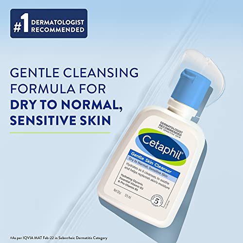 Cetaphil Face Wash Gentle Skin Cleanser for Dry to Normal, Sensitive Skin, 125 ml Hydrating Face Wash with Niacinamide, Vitamin B5