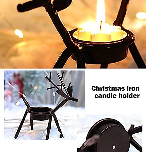 The Purple Tree Cast Iron Christmas Reindeer Tealight Holder, (Pack of 2), Christmas Candle Holder, Diwali Candle Holder, tealight Holder, Diwali Gift, Best Gift for Diwali Decor, Diwali Decoration,