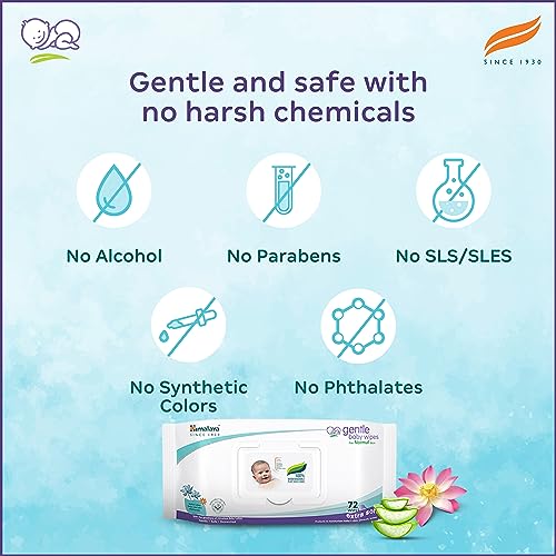 Himalaya Gentle Baby Wipes - 72 Pieces (Pack of 2)