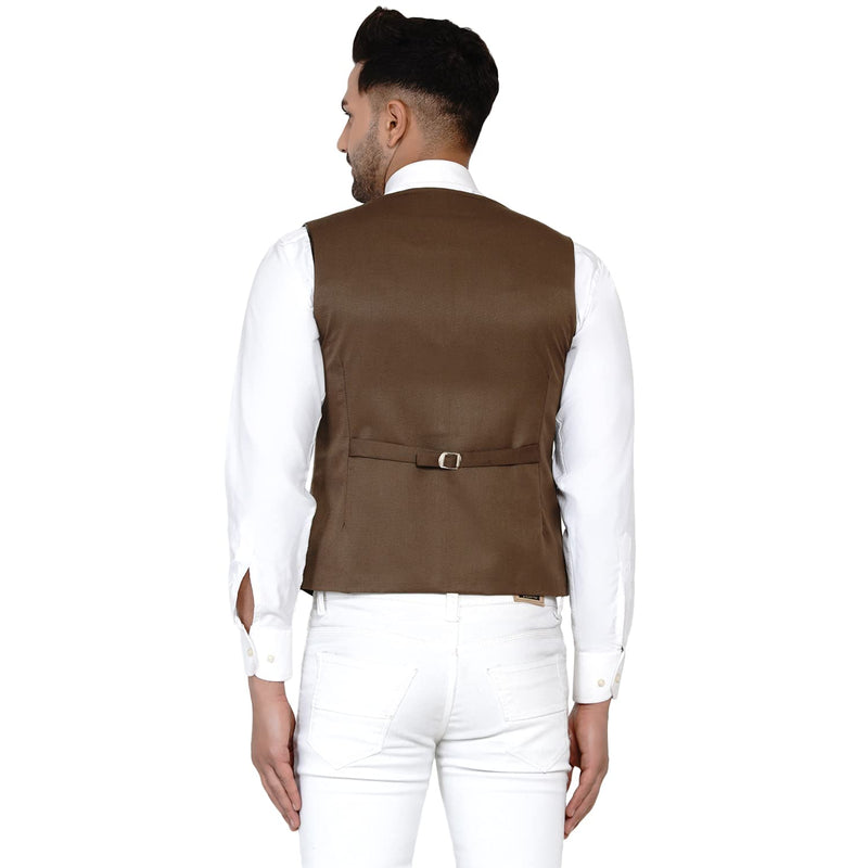 Veera Paridhaan Men's Solid Waistcoat (Brown,Size-40)