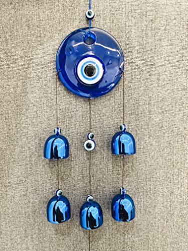 Metal Ws Evil Eye Wind Chime 6 Bells For Home & Office - Brings Positive Vibes & Removes Negative Energy | Evil Eye Wind Chime | Bad Energy Protector