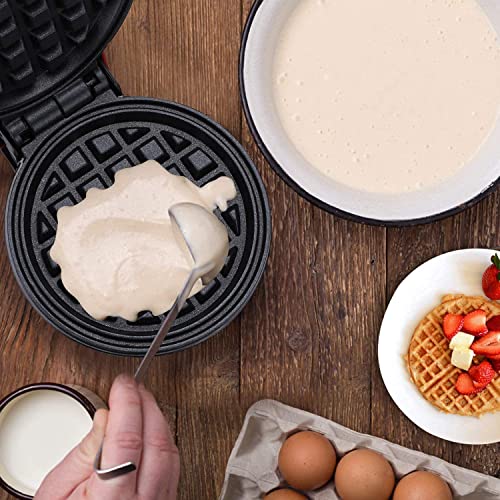 Mini Waffle Maker 4 inch- 350 watts: Stainless Steel Non-Stick Electric Iron Machine for Individual Belgian Waffles, pan Cakes, Other Snacks