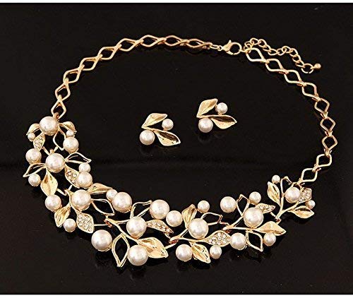 YouBella Jewellery Sets for Women Pearl Studded Necklace Jewellery set with Earrings For Girls/Women (Gold)