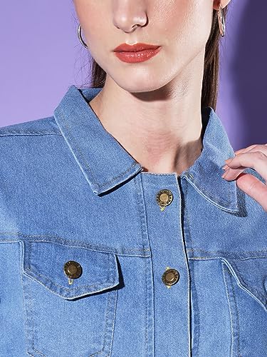 DIMPY GARMENTS Solid Women Regular Denim Jacket (XX-Large, Blue)
