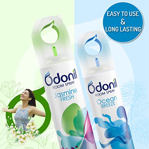 Odonil Room Air Freshener Spray - 440ml Combo (Pack of 2, 220ml each) | Jasmine Fresh & Ocean Breeze | Nature Inspired Fragrance for Home & Office | Long Lasting Fragrance