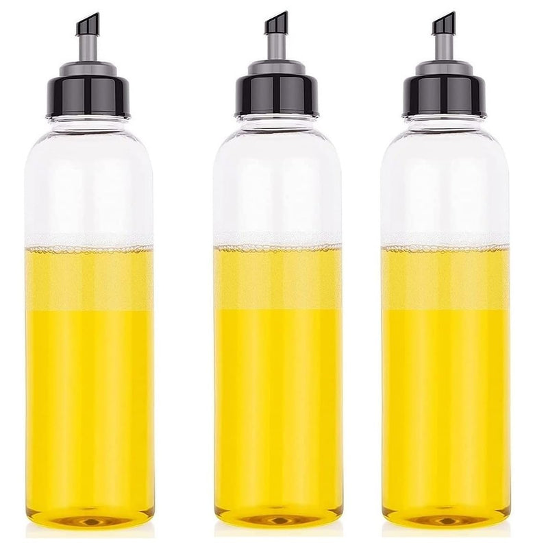 MiniMall Super Market Oil Dispenser 1 Litre Cooking Oil Dispenser Bottle Easy Flow Oil and Vinegar Bottle, Liquid Dispenser, Transparent And Unbreakable (Pack of 3)