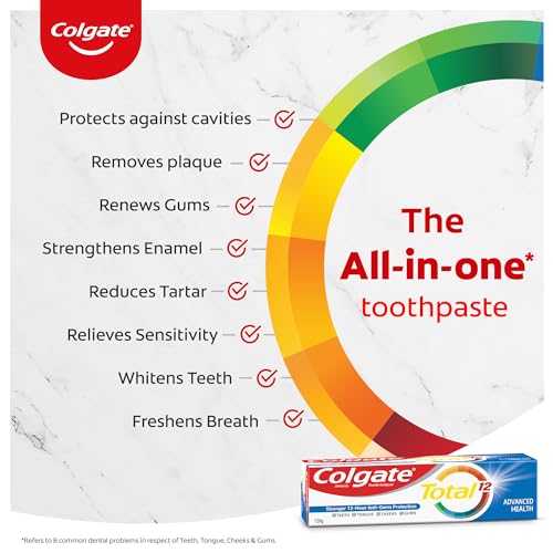 Colgate Total Whole Mouth Health, Antibacterial Toothpaste, 120gm + 120gm (240gm) (Advanced Health, Saver Pack), World's No. 1* Germ-fighting Toothpaste