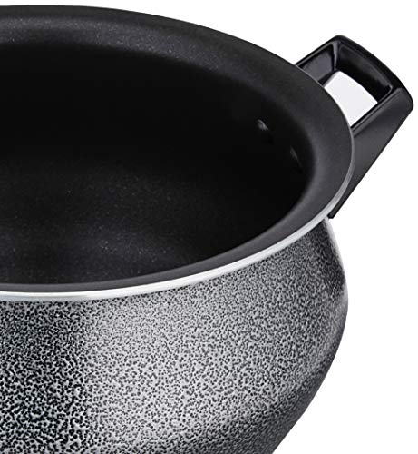 Amazon Brand - Solimo Non Stick Handi with Stainless Steel Lid (4.25L, Hammertone finish, 3 coat, 2.9mm thickness)