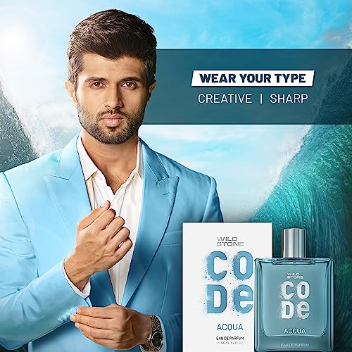 Wild Stone CODE Acqua Eau De Parfum for Men, 100ml|Luxury Long Lasting Fragrance|Fresh, Sparkling & Energising Premium Perfume for Men