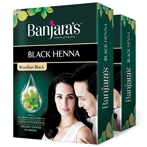 Banjara's Black Henna Hair Colour, Brazilian Black (54gms, Pack of 2)