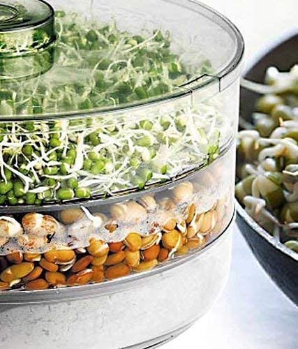 Rylan Sprout Maker with 4 Compartments for Multi Purpose Use - Plastic Grocery Container Sprouted Grains Seeds Dal Channa Chole Ragi Organic Sprouting Jar (500ml,4-Layer)