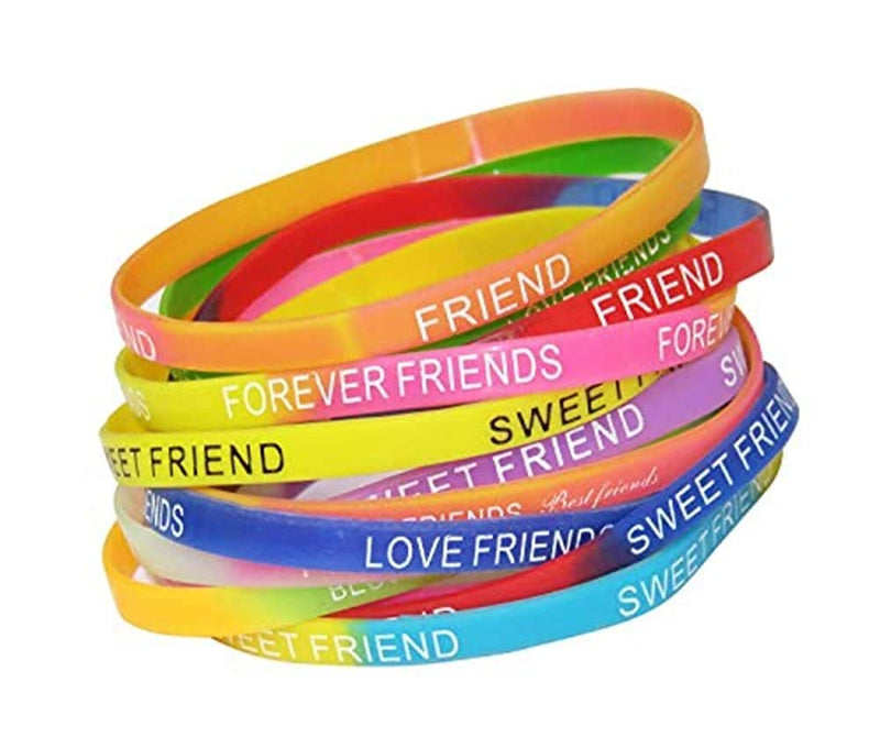 SHOI LITTLE 20 Pcs Funky Rubber Friendship Band for Girls and Boys (10 Wrist Band & 10 Ring Band)