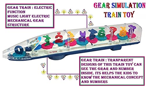 Cable World® Transparent 3D Train Toy 360 Degree Rotation, Gear Simulation Mechanical Train Sound and Light Toy for 2-5 Years Boys and Girls